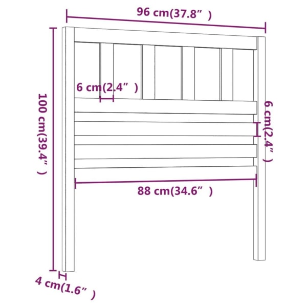 vidaXL Sänggavel 96x4x100 cm massiv furu Brun