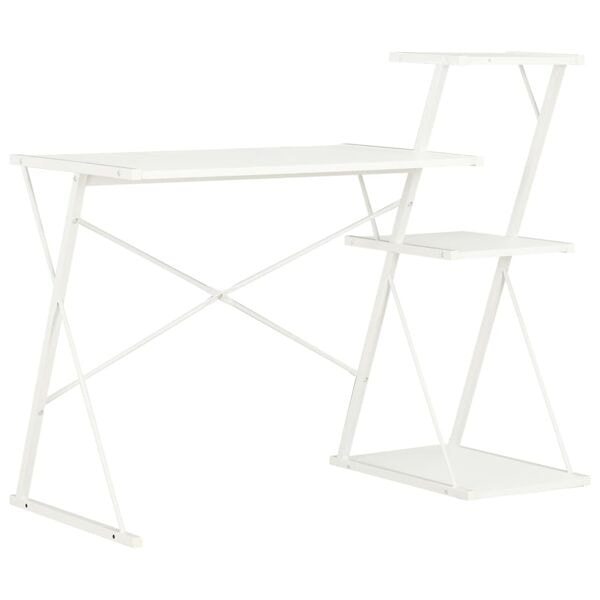 vidaXL Skrivbord med hylla vit 116x50x93 cm Vit
