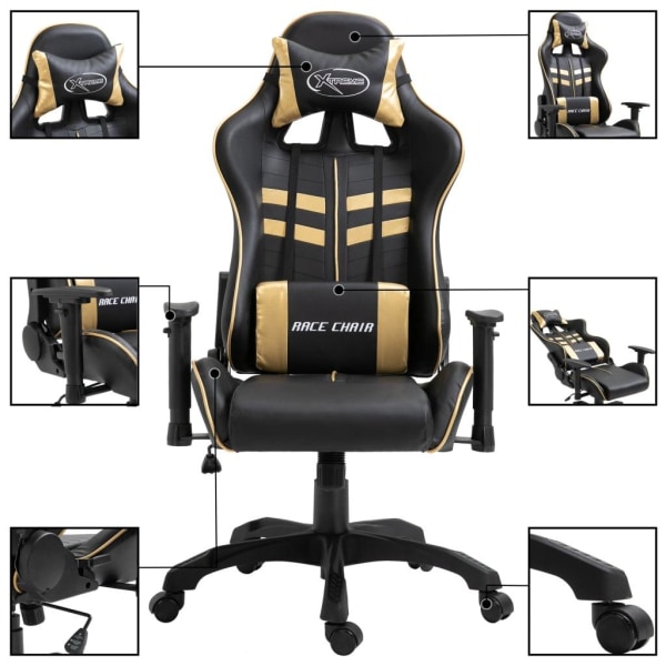 vidaXL Gamingstol guld konstläder Guld
