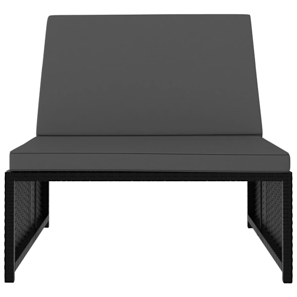 vidaXL Solsängar 2 st med bord konstrotting svart Svart