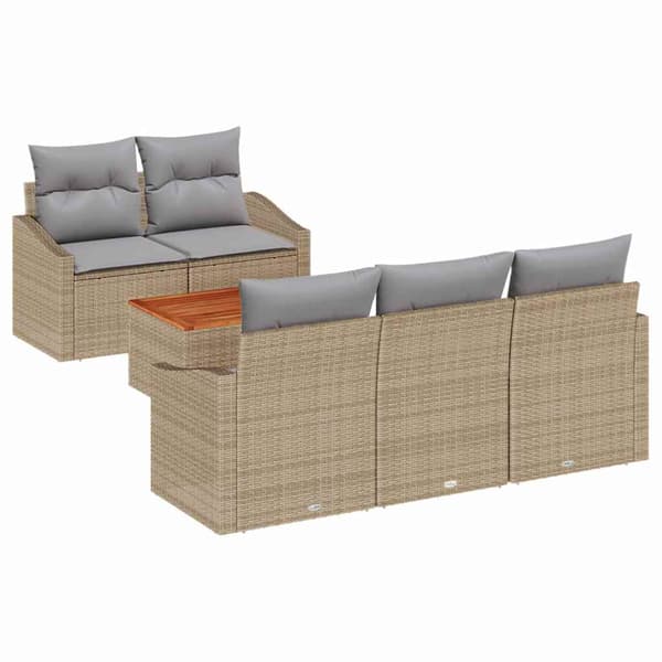 vidaXL Trädgårdsoffset 6 st Beige och Ljusgrå konstrotting Beige