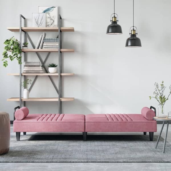 vidaXL Bäddsoffa med armstöd rosa sammet Rosa