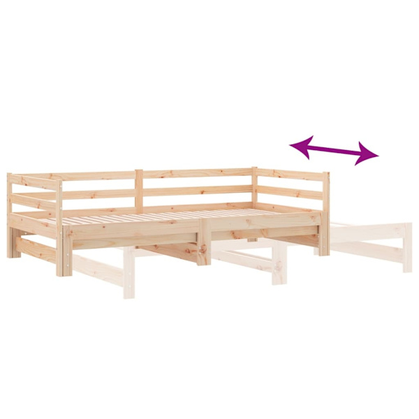 vidaXL Dagbädd utdragbar massiv furu 2x(90x200) cm Brun