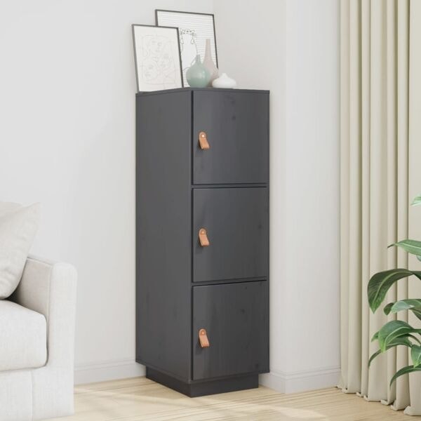 vidaXL Högskåp grå 34x40x108,5 cm massiv furu Grå