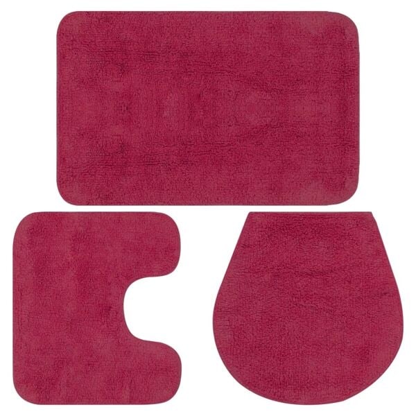 vidaXL Badrumsmattor 3 st tyg fuchsia Rosa
