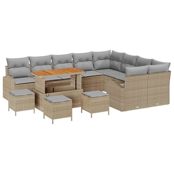 vidaXL Trädgårdsoffset 13 st Beige konstrotting Beige