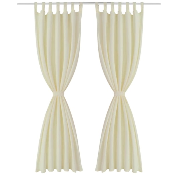 vidaXL 2-pack gardiner med öglor i gräddvit microsatin 140 x 245 cm Creme