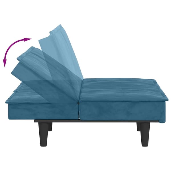 vidaXL Bäddsoffa med mugghållare blå sammet Blå