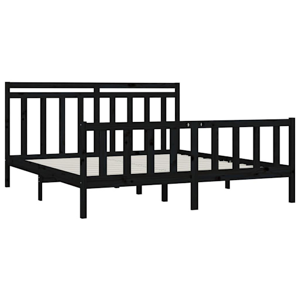 vidaXL Sängram svart massiv furu 200x200 cm Svart