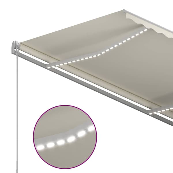 vidaXL Automatisk markis med vindsensor & LED 3x2,5 m gräddvit Creme