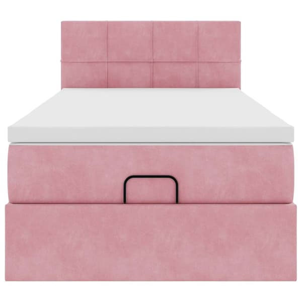 vidaXL Ottoman sängram med madrass rosa 100x200 cm sammet Rosa
