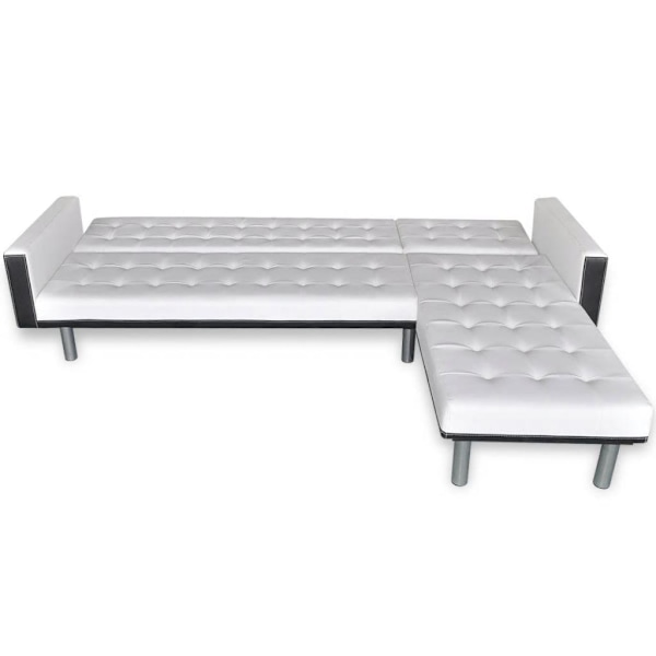 vidaXL L-formad bäddsoffa konstläder vit Vit