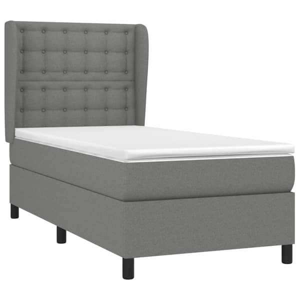 vidaXL Ramsäng med madrass mörkgrå 90x190 cm tyg Grå