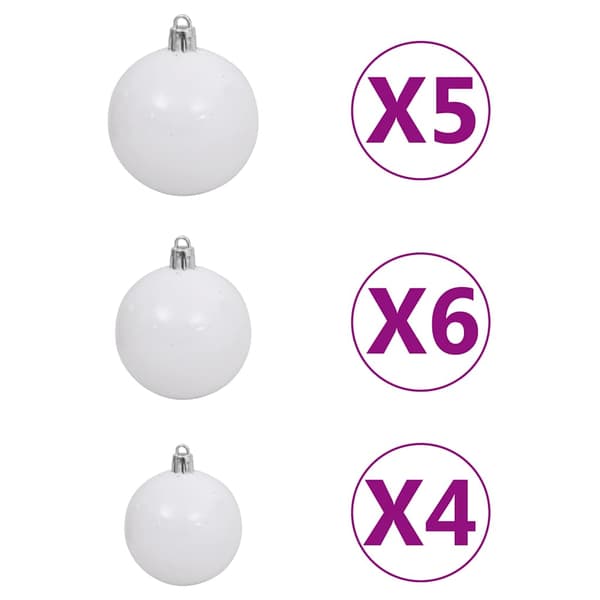 vidaXL Belyst plastgran med kulor vit 150 cm Vit