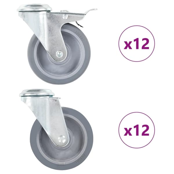 vidaXL Länkhjul med bulthål 24 st 100 mm