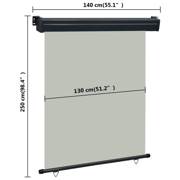 vidaXL Balkongmarkis 140x250 cm grå grå