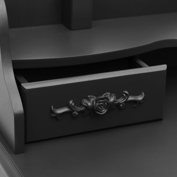 vidaXL Sminkbord med pall svart 75x69x140 cm paulowniaträ Svart