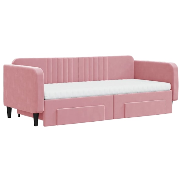 vidaXL Dagbädd utdragbar med lådor rosa 90x200 cm sammet Rosa