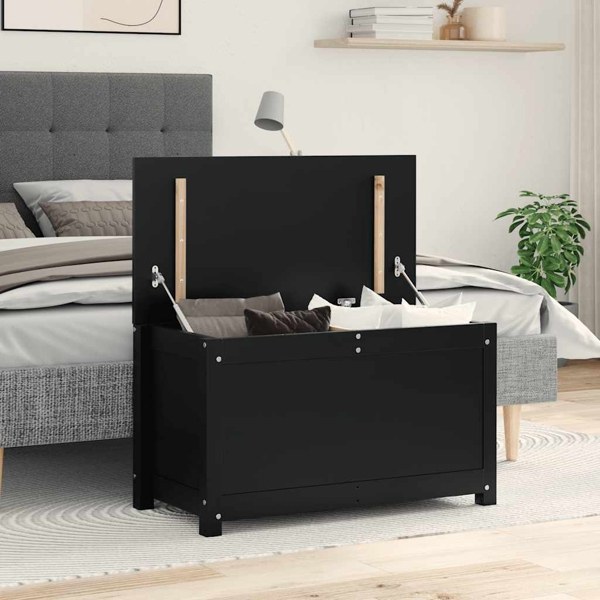 vidaXL Förvaringslåda svart 80x40x45,5 cm massiv furu Svart