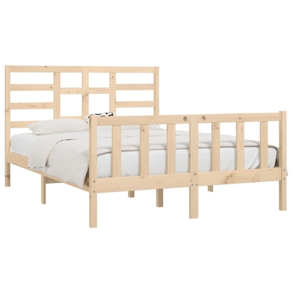 vidaXL Sängram massiv furu 140x200 cmmått Brun