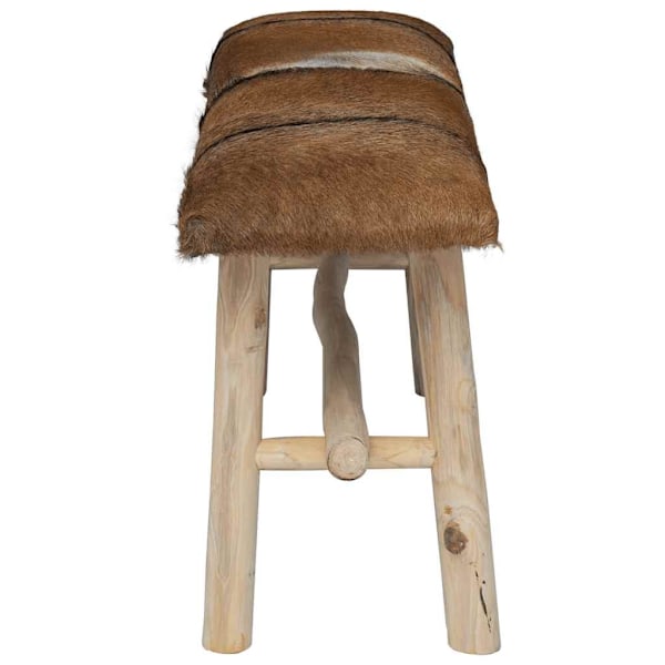 vidaXL Bänk äkta läder teak multifärg