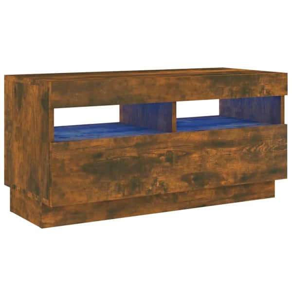 vidaXL Tv-bänk med LED-belysning rökfärgad ek 80x35x40 cm Brun