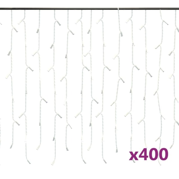 vidaXL Ljusslinga draperi istappar 10 m 400 lysdioder kallvit Vit