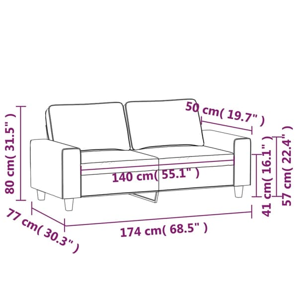 vidaXL 2-sitssoffa ljusgrå 140 cm mikrofibertyg Grå