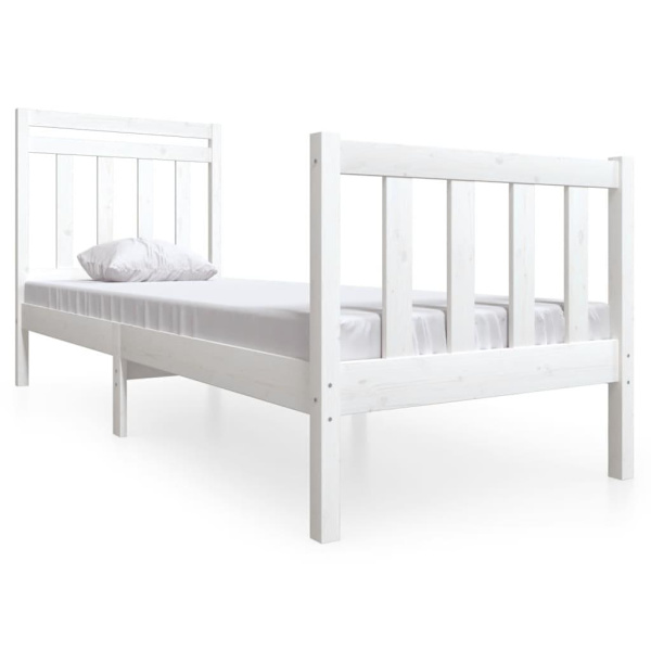 vidaXL Sängram massivt trä 75x190 cm vit Vit