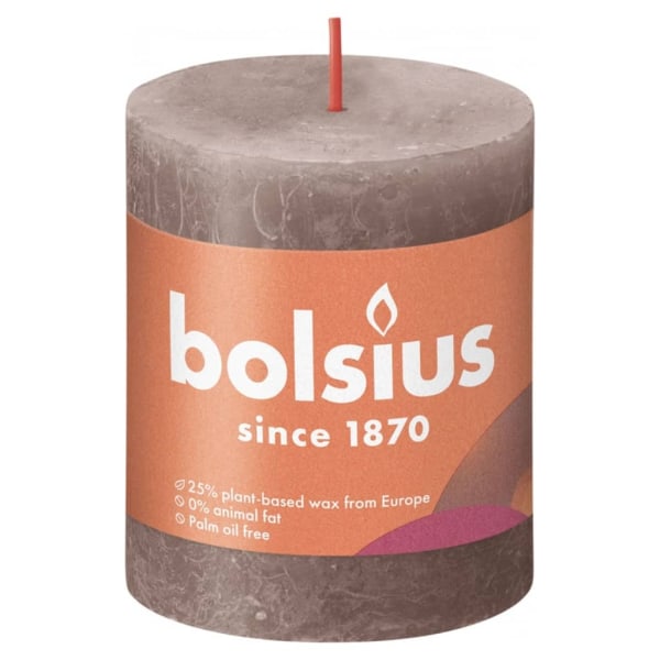 Bolsius Rustika blockljus 4-pack 80x68 mm rustik taupe Taupe