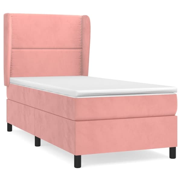 vidaXL Ramsäng med madrass rosa 90x190 cm sammet Rosa