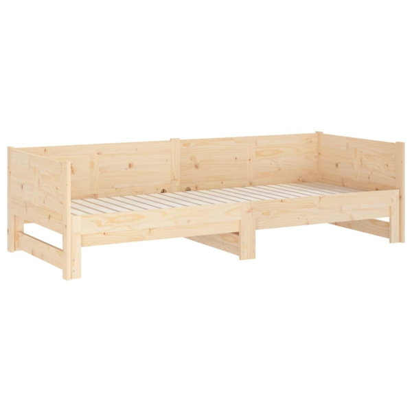 vidaXL Utdragbar dagbädd massiv furu 2x(80x200) cm Brun