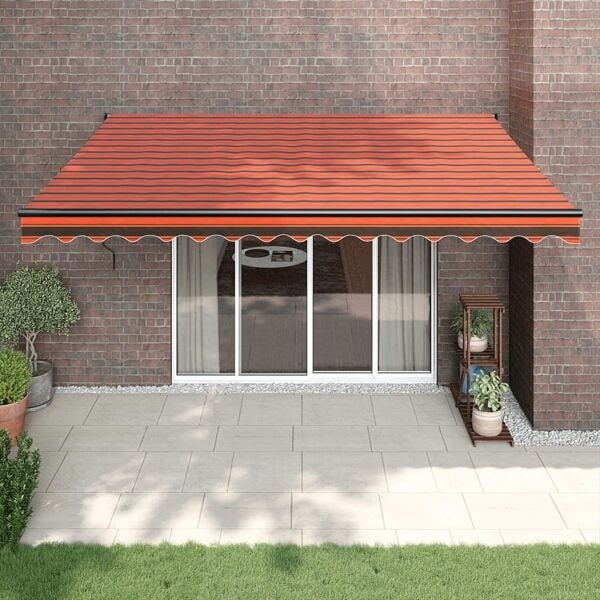 vidaXL Automatisk infällbar markis orange och brun 4x3 m Flerfärgsdesign