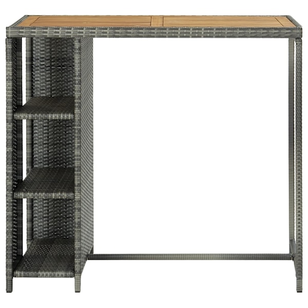 vidaXL Barbord med förvaringshyllor grå 120x60x110 cm konstrotting grå