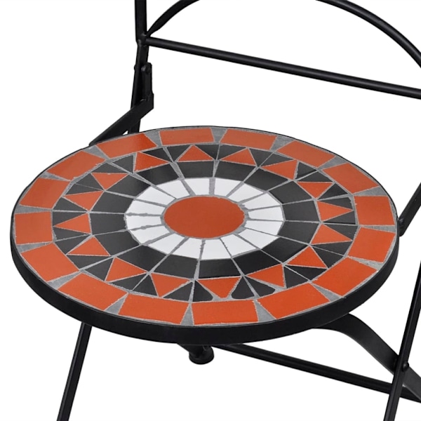 vidaXL Cafébord i mosaik 60 cm med 2 stolar terrakotta/vit Brun