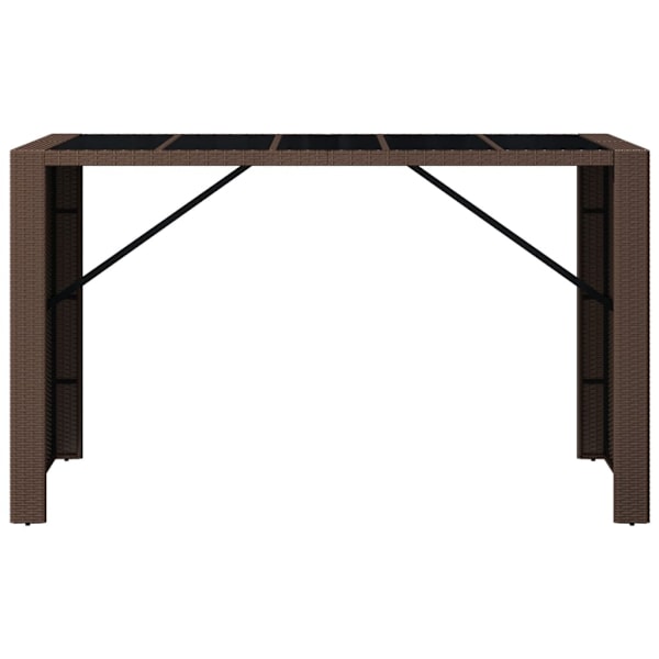 vidaXL Barbord med glasskiva brun 185x80x110 cm konstrotting Brun