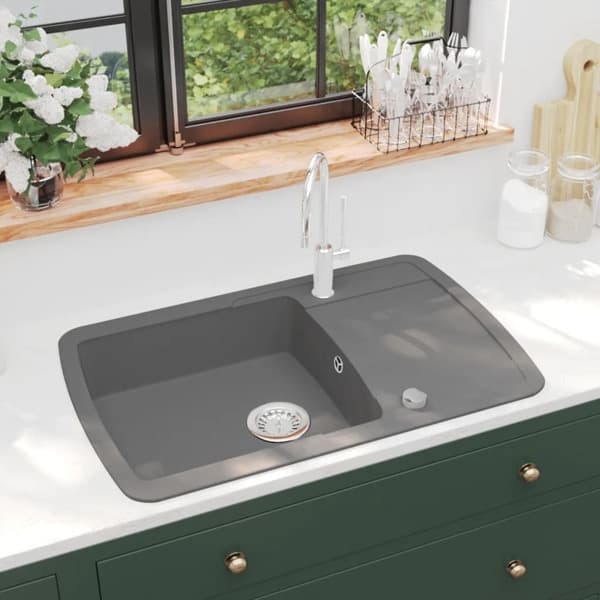 vidaXL Diskho granit enkel grå grå