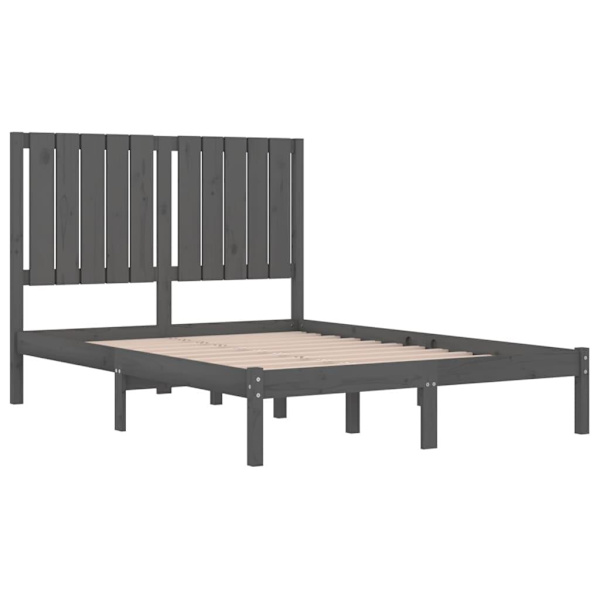 vidaXL Sängram grå massiv furu 120x200 cm Grå