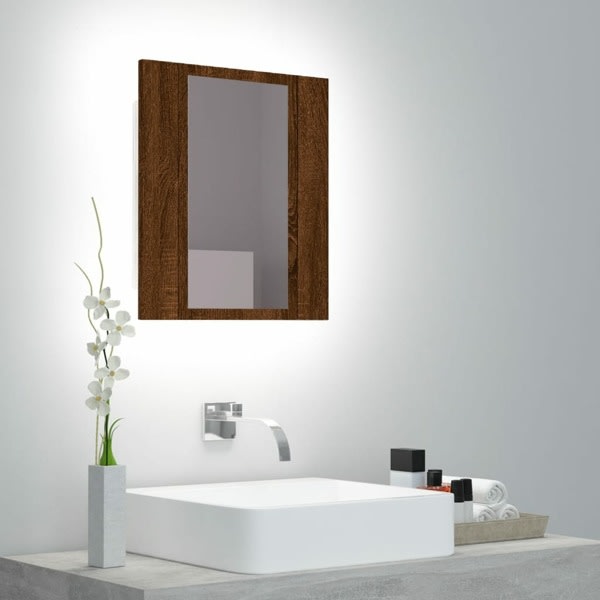 vidaXL Spegelskåp för badrum LED brun ek 40x12x45 cm konstruerat Brun