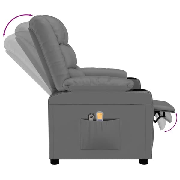 vidaXL Elektrisk massagefåtölj Grå konstläder Grå