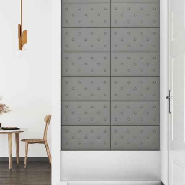 vidaXL Väggpaneler 12 st grå 60x30 cm konstläder 2,16 m² Grå