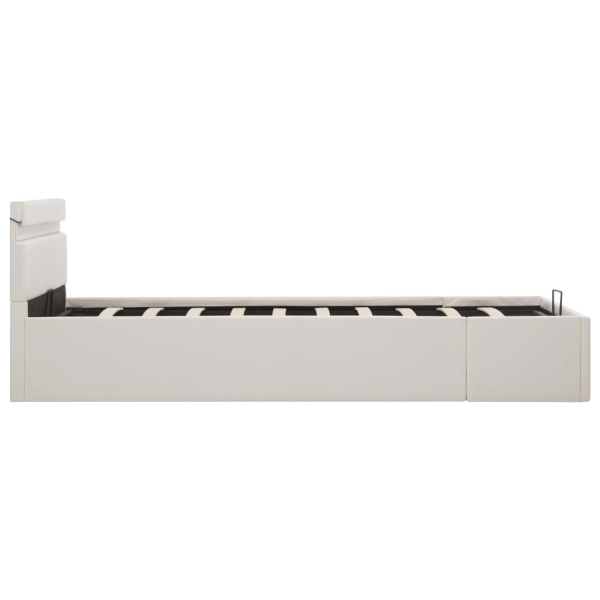 vidaXL Sängram hydraulisk förvaring LED vit konstläder 120x200 c Vit