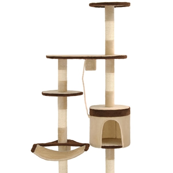 vidaXL Katt Klösträd väggmonterat med klöspelare i sisal 194 cm beige & brun multifärg