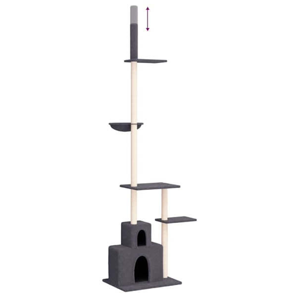 vidaXL Golv-till-tak klösträd mörkgrå 250,5-276,5 cm Grå