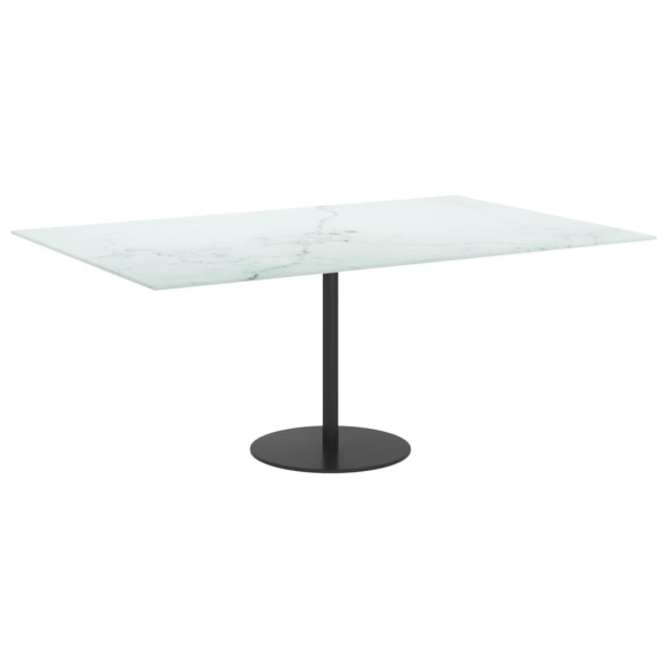 vidaXL Bordsskiva vit 100x62 cm 8 mm härdat glas med marmortextur Vit