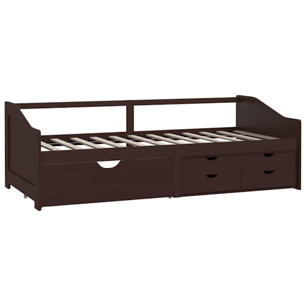 vidaXL Dagbädd 3-sits mörkbrun massiv furu 90x200 cm Brun