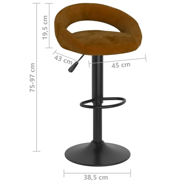vidaXL Barstolar 2 st brun sammet Brun