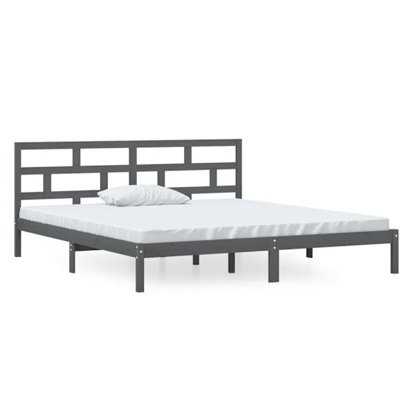 vidaXL Sängram grå massiv furu 140x190 cm Grå