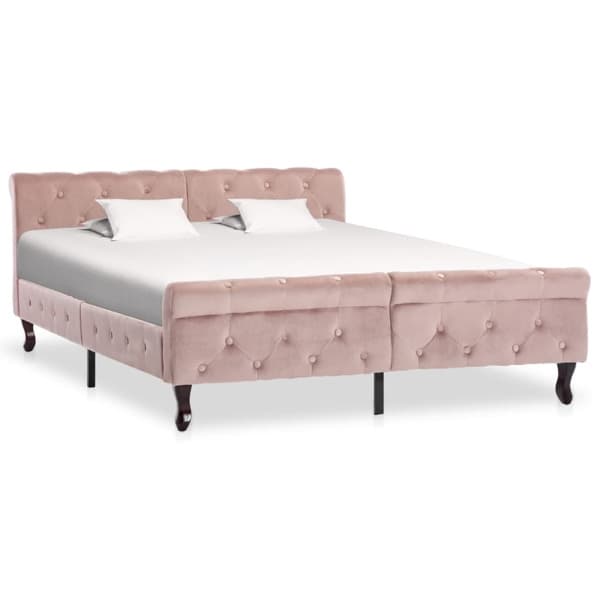 vidaXL Sängram rosa sammet 140x200 cm Rosa