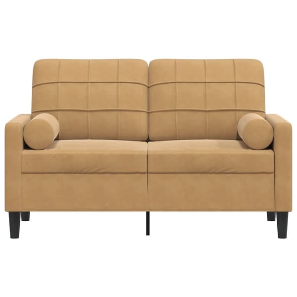 vidaXL 2-sitssoffa med prydnadskuddar brun 120 cm sammet Brun